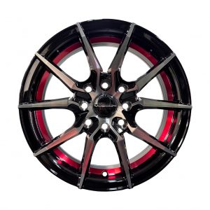 Rines r14x5.5 4x100 4x114.3 Oyl014 Vossen Black Machined Faced - Red Undercut