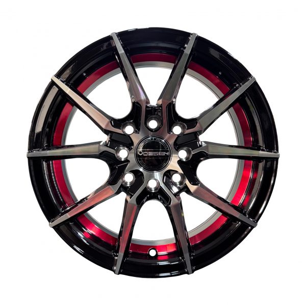 Rines r14x5.5 4x100 4x114.3 Oyl014 Vossen Black Machined Faced - Red Undercut