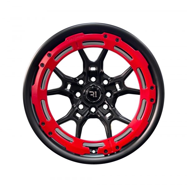 Rines r15x7/8 4x100 4x114.3 1840A R1 Mate Black Ring Red Progresivos
