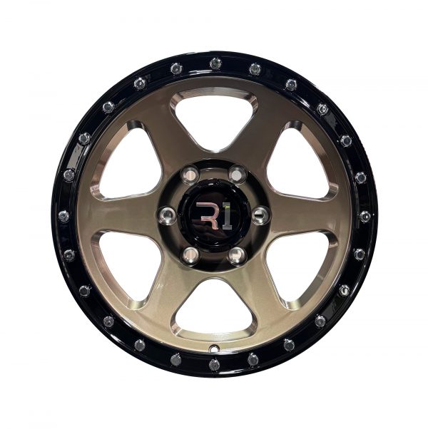 Rines r16x8 6x139.7 L2016 R1 Mate Bronze Lip Black Chrome Rivets
