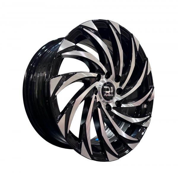 Rines r15x6.5 4x100 4x114.3 10702 R1 Black Machine Face - Imagen 2