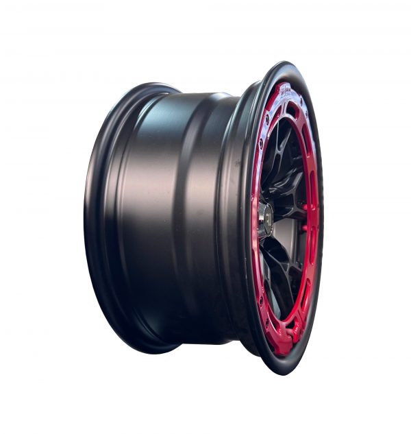Rines r15x7/8 4x100 4x114.3 1840A R1 Mate Black Ring Red Progresivos - Imagen 3