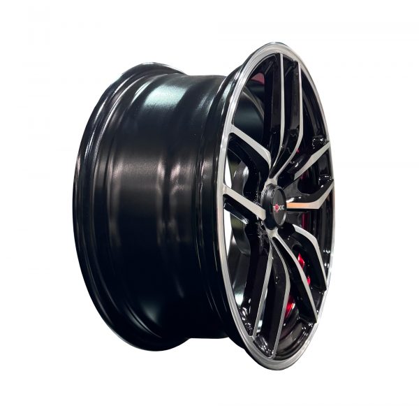 Rines r15x6.5 4×100 R-D307 Black Machine Face Red Line - Imagen 3