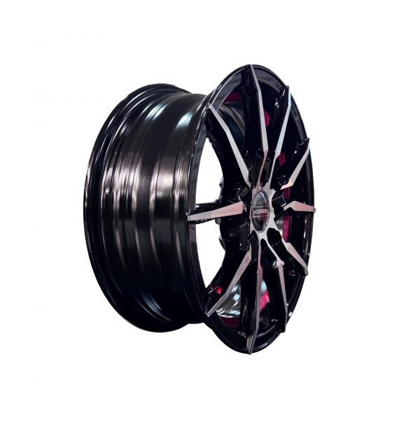 Rines r14x5.5 4x100 4x114.3 Oyl014 Vossen Black Machined Faced - Red Undercut - Imagen 3
