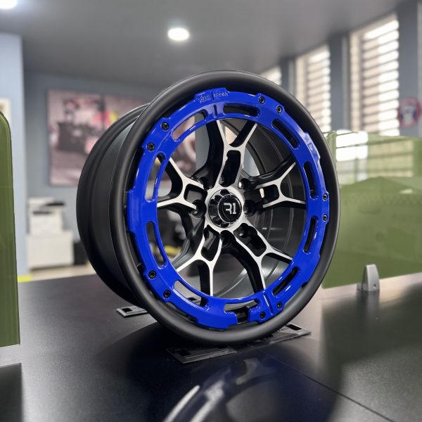 Rines r15x7/8 4×100 4×114.3 1840A R1 Mate Black Ring Blue Progresivos - Imagen 4