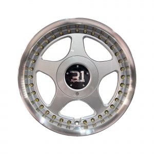 Rines r15x7/8.5 4×100 4×114.3 XH091 R1 Silver Machine Lip Gold Rivets Progresivos