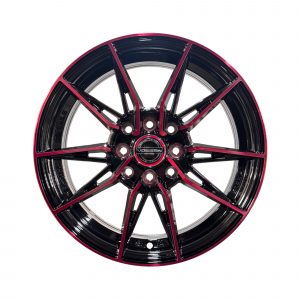 Rines r15x6.5 4×100 4×114.3 RGW06 R1 Machine Black Red Undercut